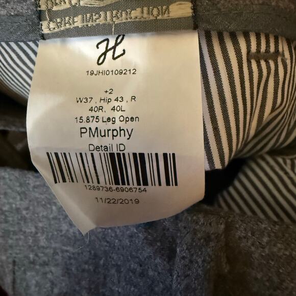 J. Hilburn PFM Performance Wool & Cashmere Blend Dress Pants, Gray, Size 37 x 30 - Picture 7 of 7